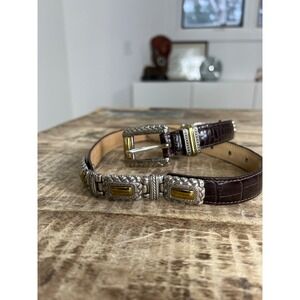 Brighton Brown Mixed Metals Belt Size Small